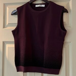 Dior Sleeveless Ombre Knit Top in Deep Plum and Black